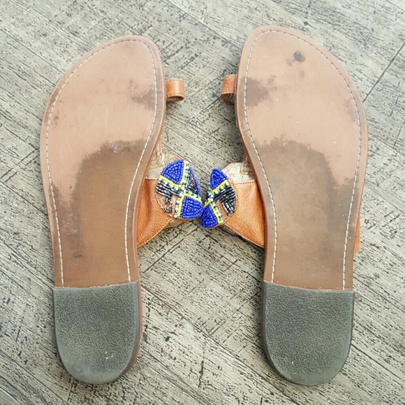 Sam Edelman GERRY Beaded Leather Thong Sandals 10 - Picture 5 of 8